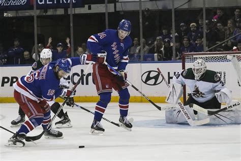 Trocheck and Kreider score as Rangers top Coyotes 2-1 to win home opener behind Shesterkin